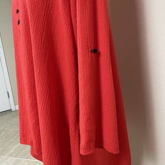 Ali Miles Tunic Top Women 1X Asymmetrical Artsy Crinkle Textured Long Sleeve Red - Picture 7 of 16
